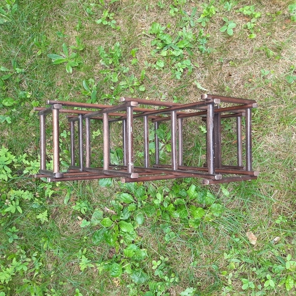 Vintage dark stained wooden accordion wine rack expandable bottle storage - Picture 9 of 11